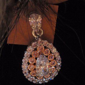 NWT Sterling Silver plated post Pinkish and clear CZ earrings